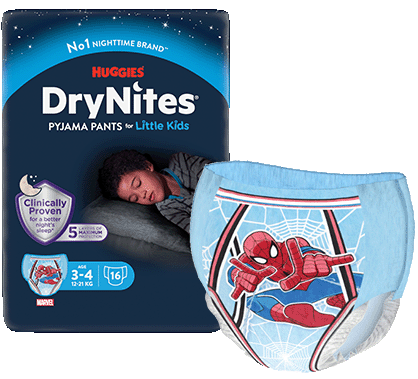 Huggies 4-7 Years DryNites Pyjama Pants Spiderman 30 per Pack, White