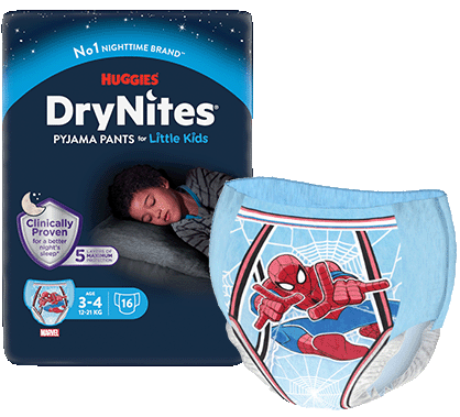 Huggies 4-7 Years DryNites Pyjama Pants Spiderman 30 per Pack, White