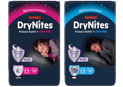 2 packs of huggies drynites pyjama pants age 3-5 that can be used when children are wetting the bed