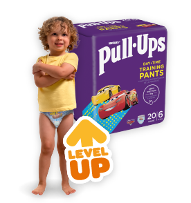 a boy wearing huggies pull-ups training pants as they help with potty training for boys